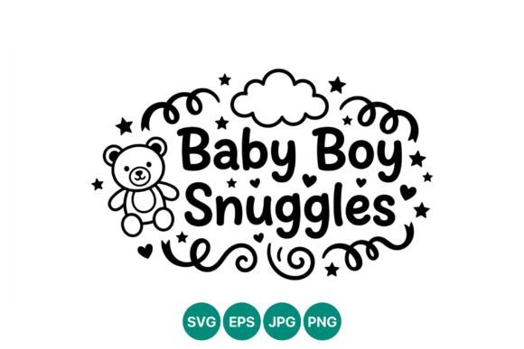Baby Boy Snuggles Graphics: Sweet Vector Illustrations