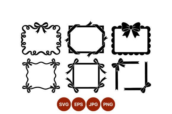 Black Ribbon Bow Frames Vector: Graphics & Illustrations for Sellers