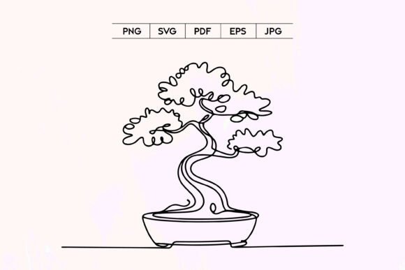 Bonsai Tree Line Art SVG Minimal Design: Graphics & Illustrations