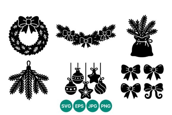 Christmas Wreath Garland Bows Vector