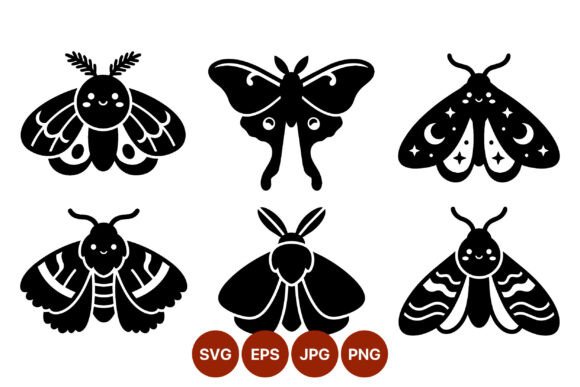Cute Moth and Butterfly Vector: Graphics & Illustrations
