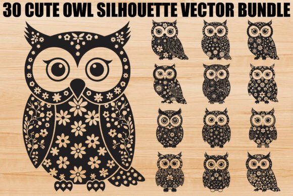 Cute Owl Silhouette Bundle: Graphics & Illustrations for Handmade Makers
