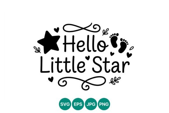 Hello Little Star Baby Footprints Vector Graphics