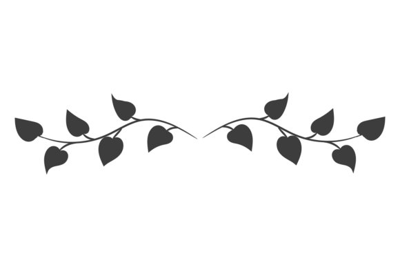 Leaf Branch Divider. Black Botany Decora Graphics