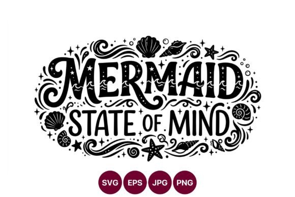 Mermaid State of Mind Seashell Vector Graphics