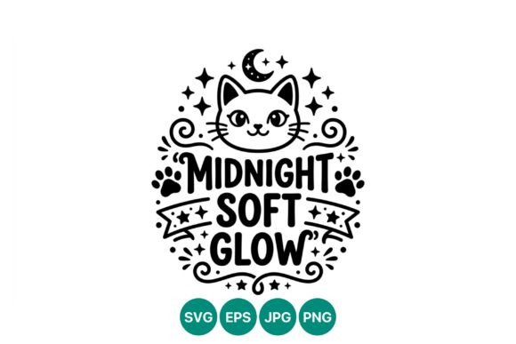 Midnight Soft Glow Cat Vector: Graphics & Illustrations