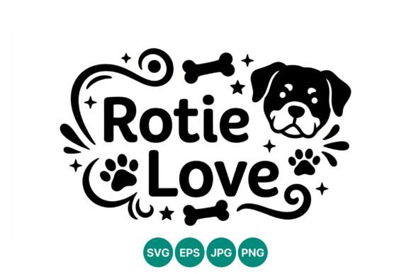 Rotie Love Rottweiler Dog Vector: Graphics & Illustrations