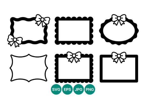 Scalloped Border Frames with Bows Vector Review