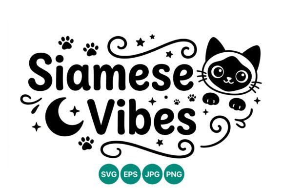 Siamese Vibes Cat Face Vector Art: Graphics & Illustrations