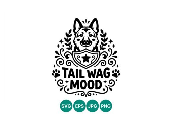 Tail Wag Mood Dog Face Vector: Graphics & Illustrations