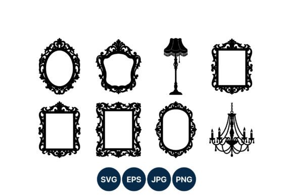 Vintage Ornate Frames Lamp Chandelier Graphics