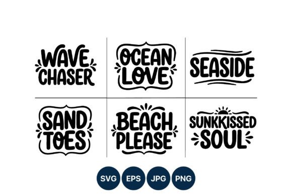 Wave Chaser Ocean Love Beach Phrases: Handwritten Graphics & Illustrations