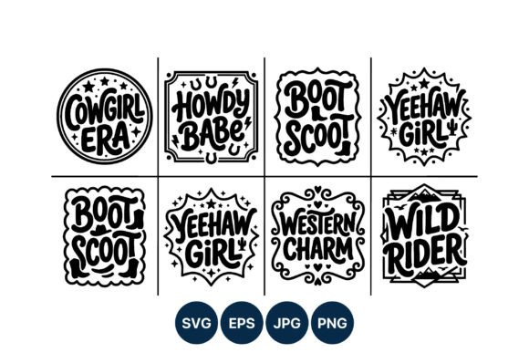 Western Phrases Lettering Set: Graphics & Illustrations